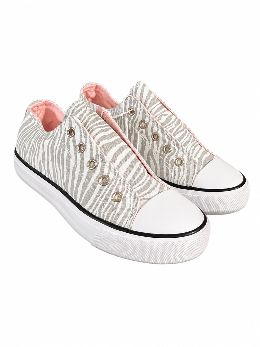 L&D Zebra Print Slip-On Sneakers – Girls Size 4 – Brand New with Tags